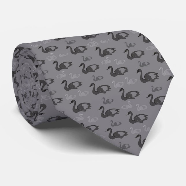 Swans Pattern Tie (Rolled)