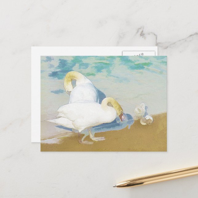 SWANS POSTCARD (Front/Back In Situ)