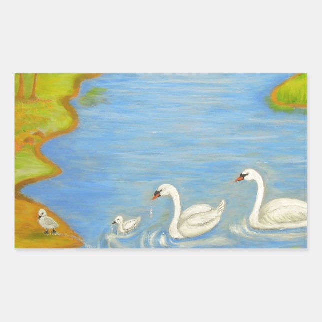 Swans Rectangular Sticker (Front)