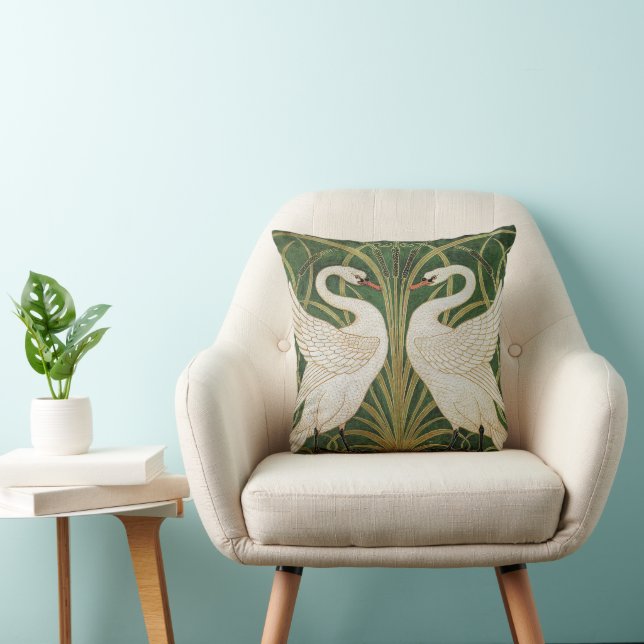 Swans Rush Iris Pattern Walter Crane Cushion (Chair)