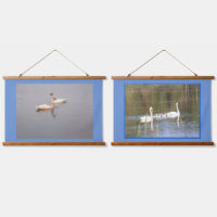 Swans Set of 2 Wood Topped Wall Tapestries