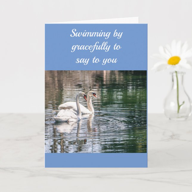 SWANS SWIM BY TO WISH YOU A *HAPPY BIRTHDAY* CARD (Small Plant)