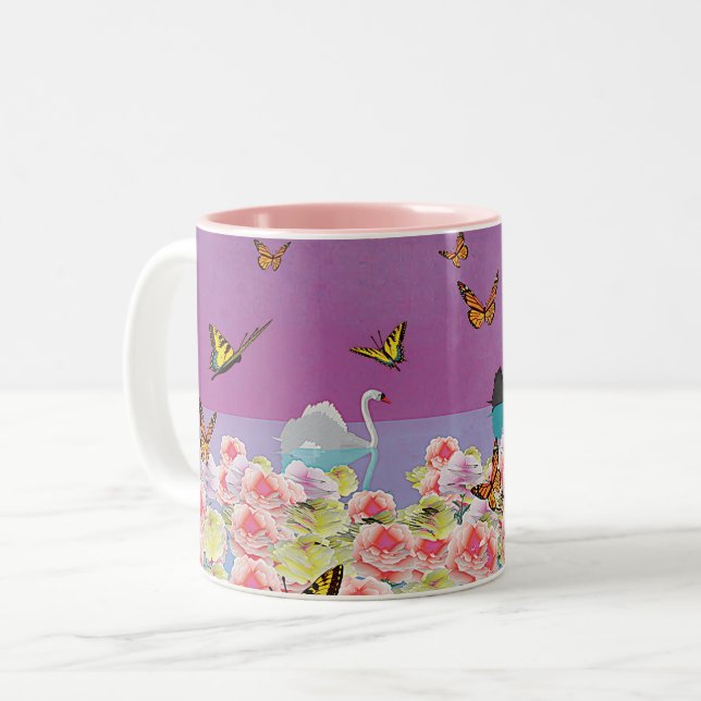 Swans  Two-Tone coffee mug (Front Left)