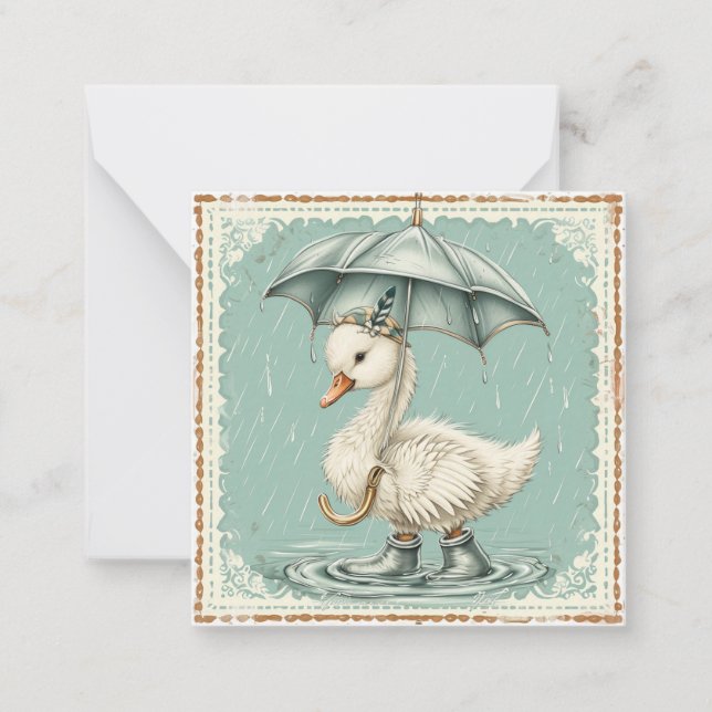 Swans Under Cover: Send Fun & Whimsical Rain  Card (Front)