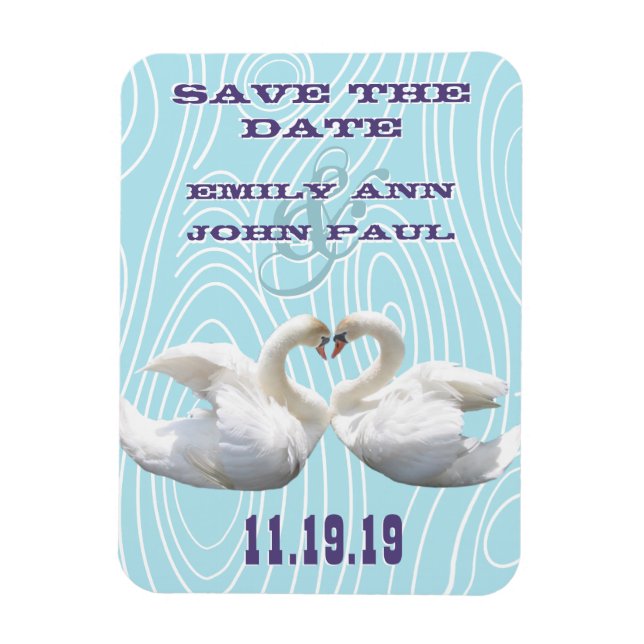 Swans Woodgrain Save the Date Magnet (Vertical)