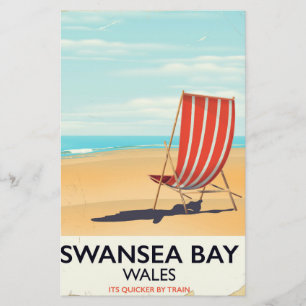 Swansea Bay Wales Seaside poster Stationery