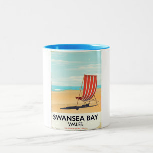 Swansea Bay Wales Seaside poster Two-Tone Coffee Mug