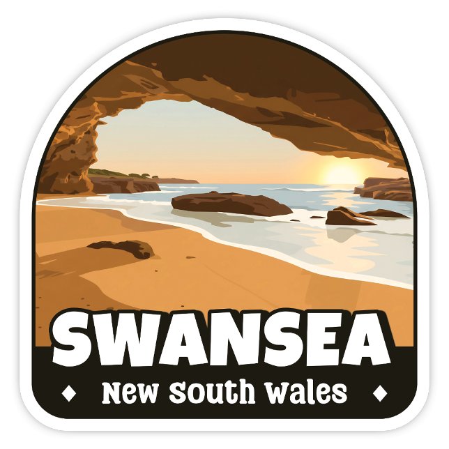 Swansea, NSW Australia Sticker (Swansea, New South Wales Australia sticker featuring Caves Beach.)