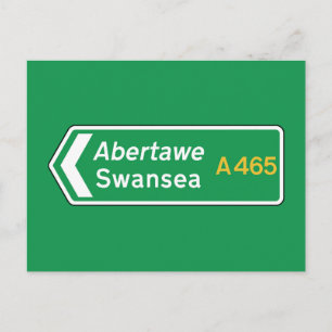 Swansea, UK Road Sign Postcard