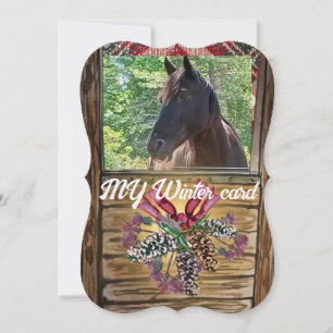 swap out picture cute stall horse holiday card