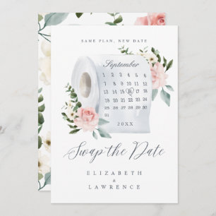 Swap the Date Pink Rose Toilet Paper Roll Calendar Save The Date