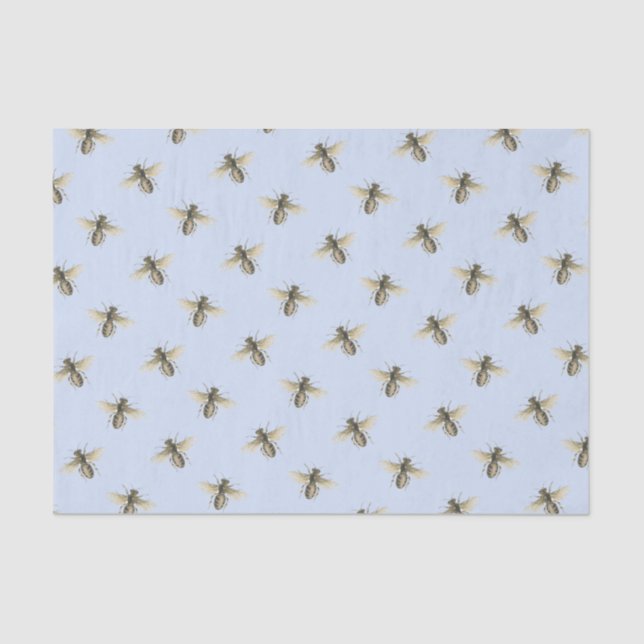 Swarm Honeybees on Blue Sky Nature Lover Beekeeper Tissue Paper (Front)