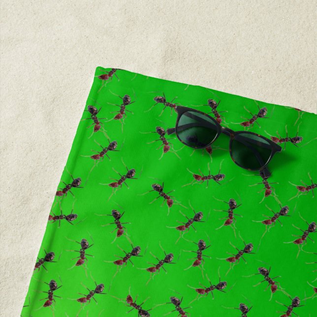 Swarm Of Green Ants, Beach Towel (In Situ)