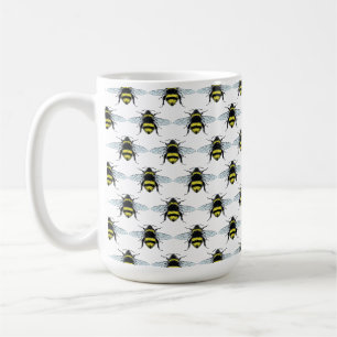 Swarm of Honey Bumble Bees Illustration Coffee Mug