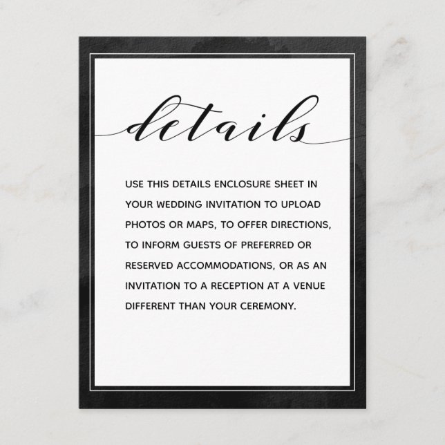 Swash Calligraphy Black Details Enclosure Sheet (Front)