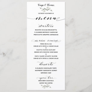 Swash Font Calligraphy Black White Wedding Bar Menu
