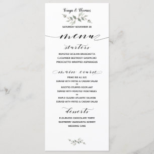 Swash Font Calligraphy Black White Wedding Classic Menu