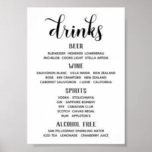 Swash Font Calligraphy Classic Bar Menu Sign