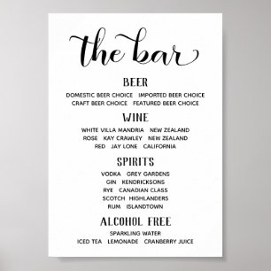 Swash Font Calligraphy Classic Bar Menu Sign