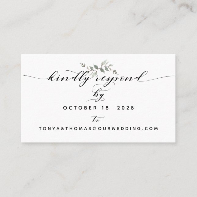Swash Font Calligraphy Wedding Online RSVP Card (Front)