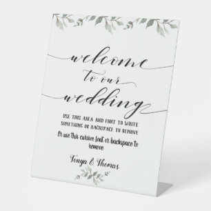 Swash Font Writing Calligraphy Black White Welcome Pedestal Sign