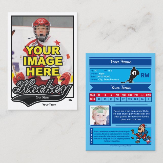 Swash Hockey Trading Card - Custom Stats (Front/Back)