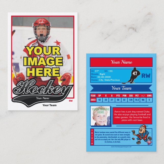 Swash Hockey Trading Card - Custom Stats (Front/Back)