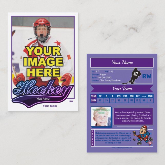 Swash Hockey Trading Card - Custom Stats (Front/Back)