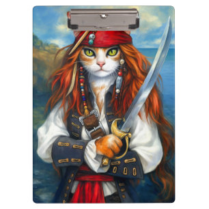 Swashbuckler Pirate Cat Fantasy Character Art Clipboard