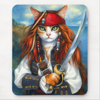 Swashbuckler Pirate Cat | Fantasy Character Art Mouse Pad