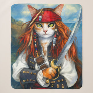 Swashbuckler Pirate Cat | Fantasy Character Art Sherpa Blanket