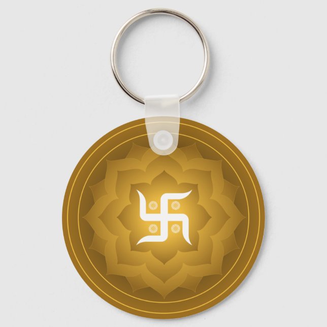 Swastika Lotus Design Key Ring (Front)