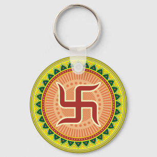 Swastika with Traditional Indian style Mandana Key Ring