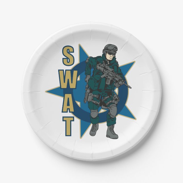 SWAT Police Officer Paper Plate (Front)