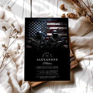 SWAT Team American Flag Graduation Invitation