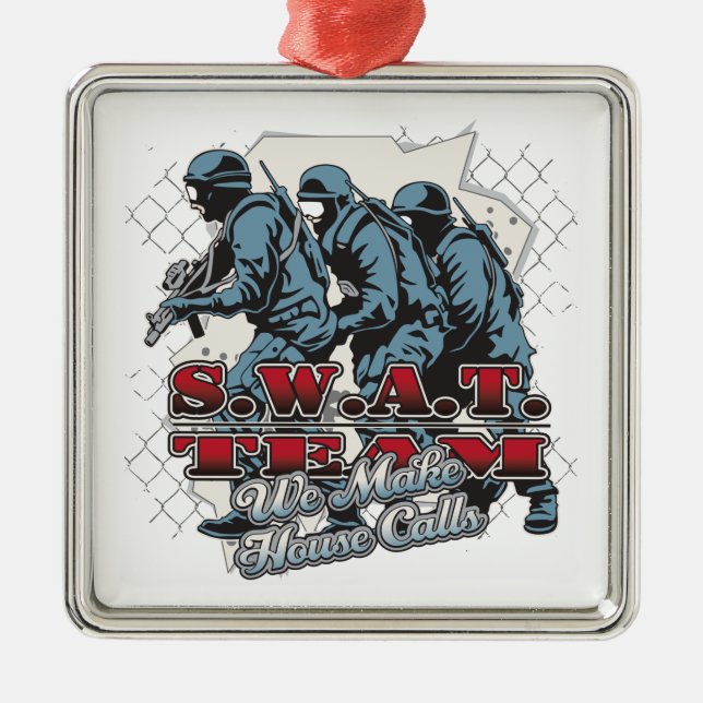 SWAT Team House Calls Metal Tree Decoration (Front)