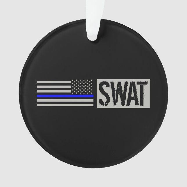 SWAT - Thin Blue Line Flag Ornament (Front)