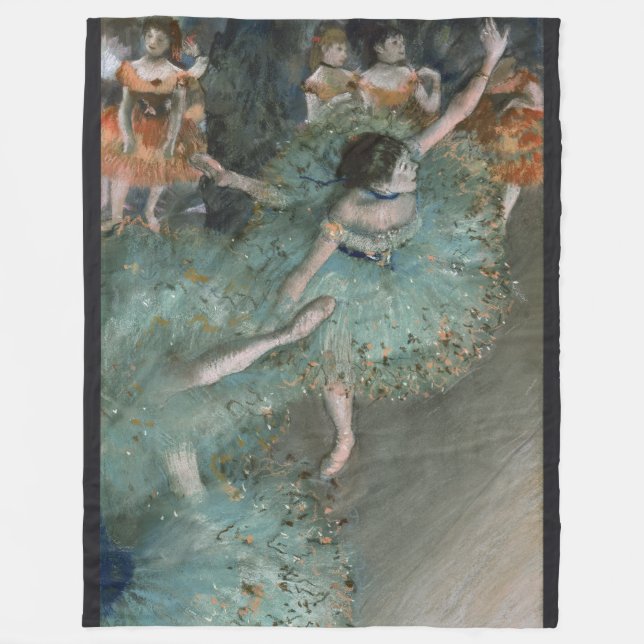 Swaying Dancer, Dancer in Green by Edgar Degas Fleece Blanket (Front)