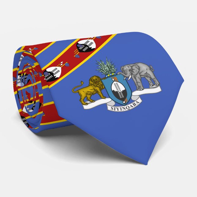 Swazi Flag & Coat of Arms, Flag of Eswatini Tie (Rolled)