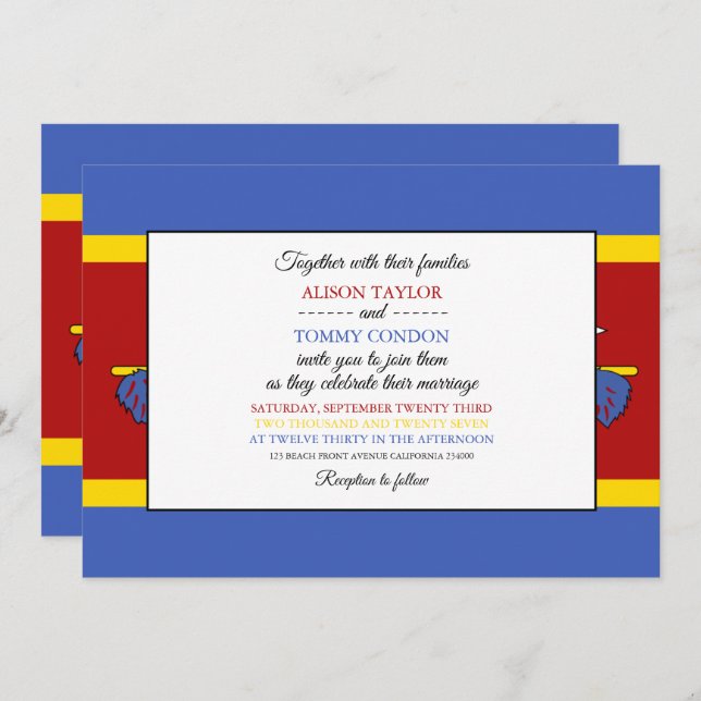 Swazi Flag, Flag of Eswatini Wedding Invitation (Front/Back)
