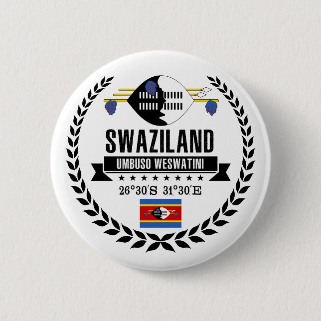 Swaziland 6 Cm Round Badge (Front)