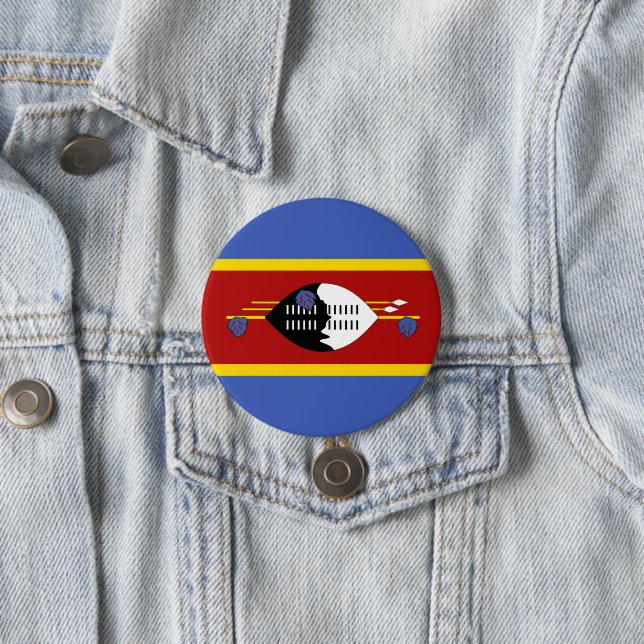 Swaziland flag 7.5 cm round badge (In Situ)