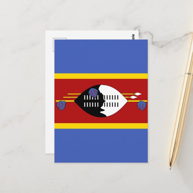 Swaziland flag postcard (Front/Back In Situ)
