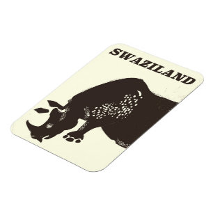 Swaziland Rhino vintage style travel poster Magnet