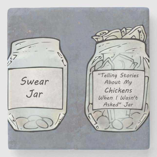 Swear Jar and Chicken Jar Stone Coaster (Front)