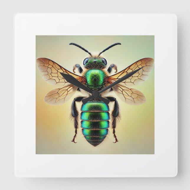 Sweat bee 210924IREF250 - Watercolor Square Wall Clock (Front)