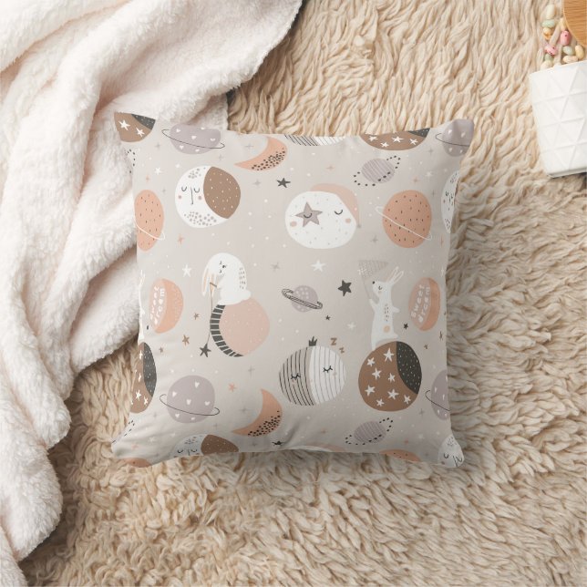 Sweat Dream Bunnies In Space Pattern Cushion (Blanket)