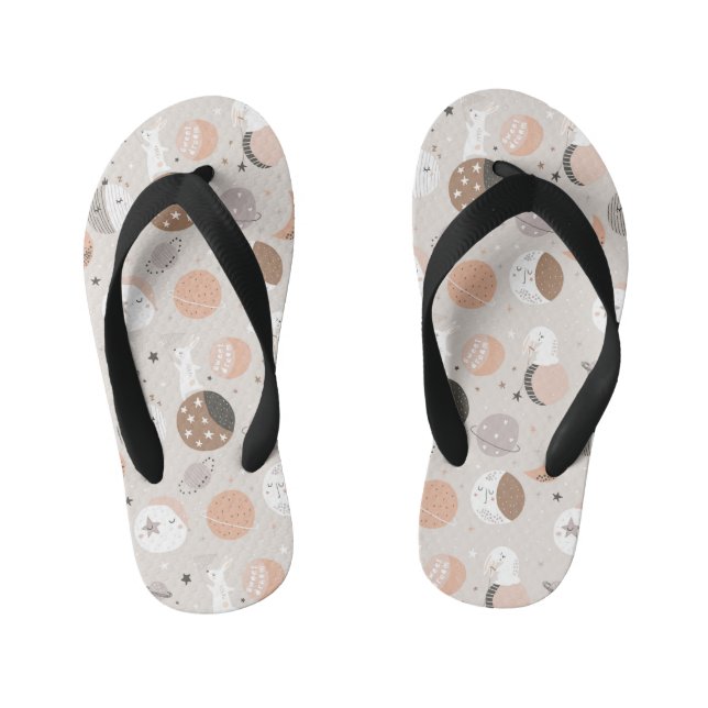 Sweat Dream Bunnies In Space Pattern Kid's Thongs (Footbed)