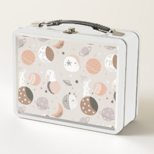 Sweat Dream Bunnies In Space Pattern Metal Lunch Box