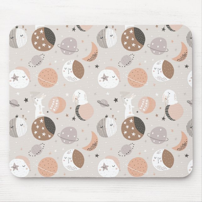 Sweat Dream Bunnies In Space Pattern Mouse Pad (Front)